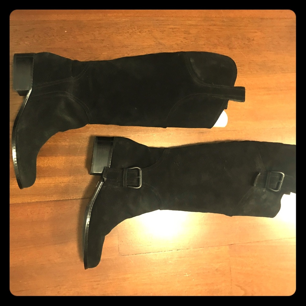 Black suede riding boots